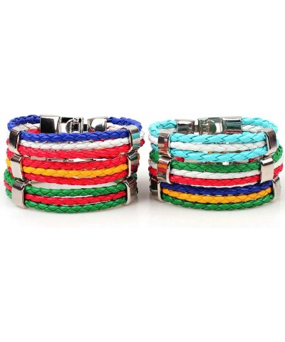 12mm Wide Mens Womens Flag Braided Rope Surfer Leather Bracelet Wristband Cuff Bracelet Bangle 8inch Germany $7.94 Bracelets