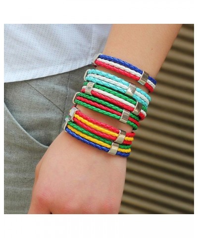 12mm Wide Mens Womens Flag Braided Rope Surfer Leather Bracelet Wristband Cuff Bracelet Bangle 8inch Germany $7.94 Bracelets