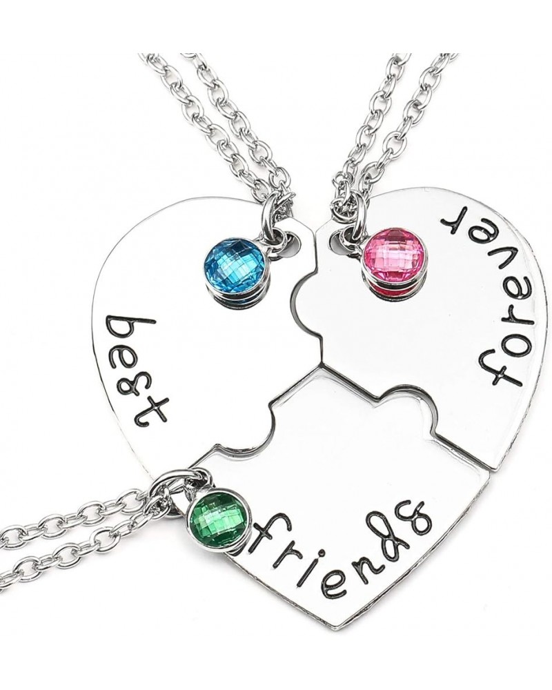 Bff Best Friends Forever 3 Necklace for Women Girl Friendship Gift Heart Puzzle Jewelry Initial Chain Necklaces Sisters Gifts...