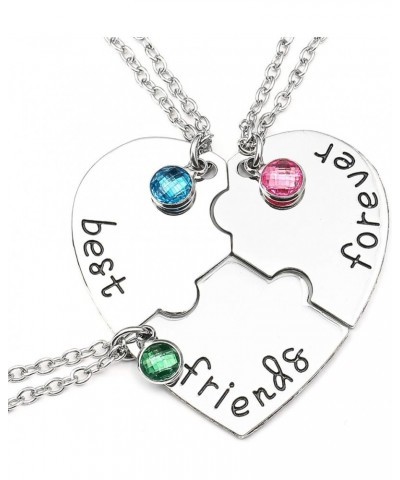 Bff Best Friends Forever 3 Necklace for Women Girl Friendship Gift Heart Puzzle Jewelry Initial Chain Necklaces Sisters Gifts...