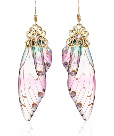 Butterfly Wing Drop Dangle Earrings Gold Plated Crystal Rhinestone for women girls wedding Jewelry Color mixing- GD A(B) $7.4...