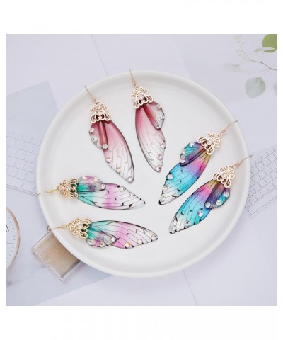 Butterfly Wing Drop Dangle Earrings Gold Plated Crystal Rhinestone for women girls wedding Jewelry Color mixing- GD A(B) $7.4...