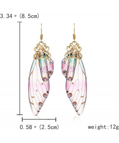 Butterfly Wing Drop Dangle Earrings Gold Plated Crystal Rhinestone for women girls wedding Jewelry Color mixing- GD A(B) $7.4...