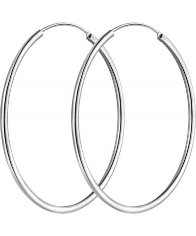 925 Sterling Silver Hoop Earrings for Women Lightweight Round Silver Thin Hoops for Girls Size 20mm-75mm Silver,55 mm | 2.2 i...