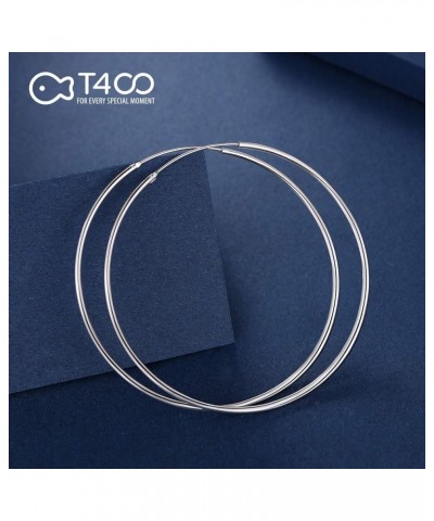 925 Sterling Silver Hoop Earrings for Women Lightweight Round Silver Thin Hoops for Girls Size 20mm-75mm Silver,55 mm | 2.2 i...