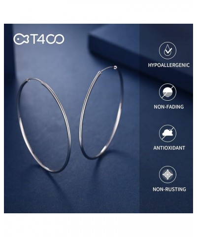 925 Sterling Silver Hoop Earrings for Women Lightweight Round Silver Thin Hoops for Girls Size 20mm-75mm Silver,55 mm | 2.2 i...