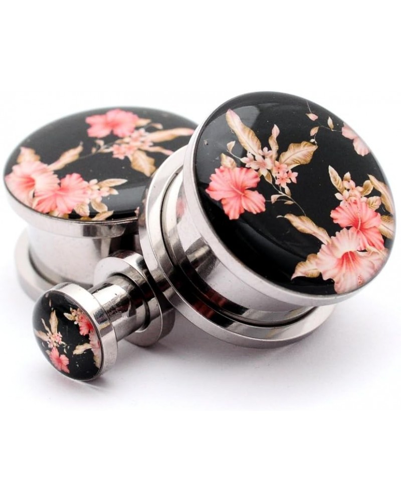 Screw on Plugs - Vintage Floral Style 5 Picture Plugs - Sold As a Pair 9/16" (14mm) $9.73 Body Jewelry