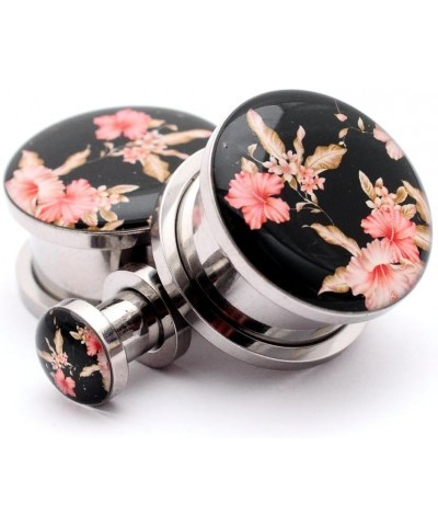 Screw on Plugs - Vintage Floral Style 5 Picture Plugs - Sold As a Pair 9/16" (14mm) $9.73 Body Jewelry