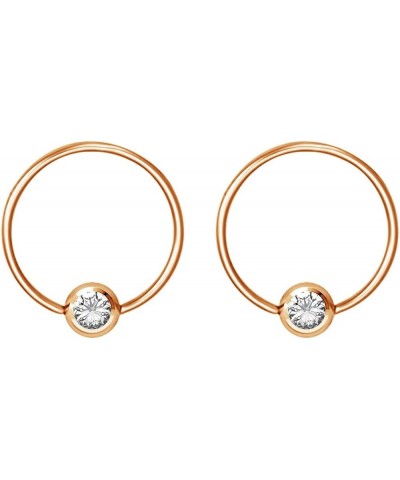 Pair 14g-20g Gold & Rose Gold Tone Surgical Steel CZ Gemmed Captive Bead Body Piercing Hoops (2pcs) Rose Gold 20g/8mm/Clear $...