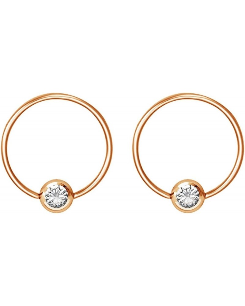 Pair 14g-20g Gold & Rose Gold Tone Surgical Steel CZ Gemmed Captive Bead Body Piercing Hoops (2pcs) Rose Gold 20g/8mm/Clear $...