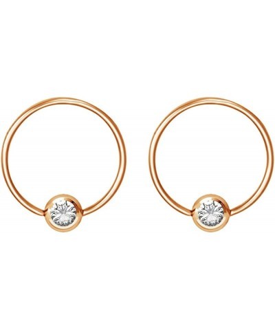 Pair 14g-20g Gold & Rose Gold Tone Surgical Steel CZ Gemmed Captive Bead Body Piercing Hoops (2pcs) Rose Gold 20g/8mm/Clear $...