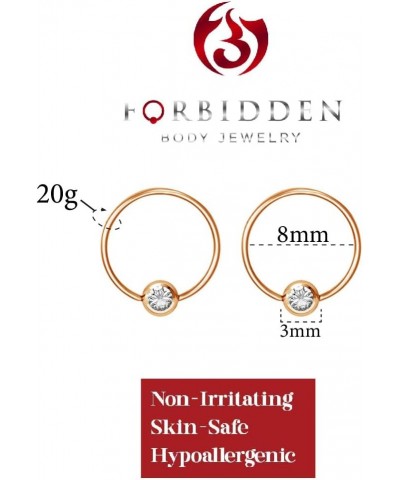 Pair 14g-20g Gold & Rose Gold Tone Surgical Steel CZ Gemmed Captive Bead Body Piercing Hoops (2pcs) Rose Gold 20g/8mm/Clear $...