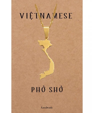 Vietnamese Pho Sho Pendant Necklace in Gold Tone with Handmade Inspirational Greeting Card $20.48 Necklaces