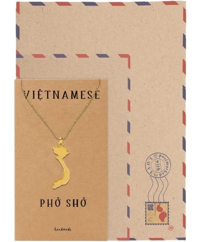 Vietnamese Pho Sho Pendant Necklace in Gold Tone with Handmade Inspirational Greeting Card $20.48 Necklaces