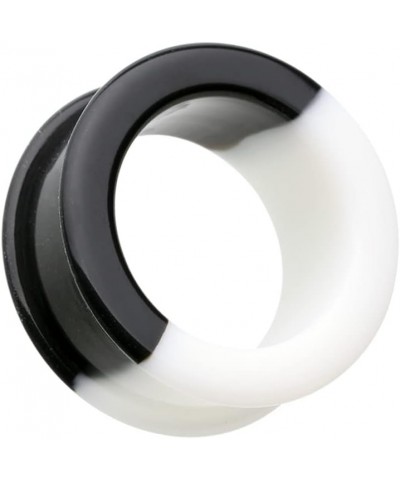 Two Tone Black & White Flexible Silicone Double Flared Ear Gauge Tunnel Plug 2 GA (6.5mm) $10.39 Body Jewelry