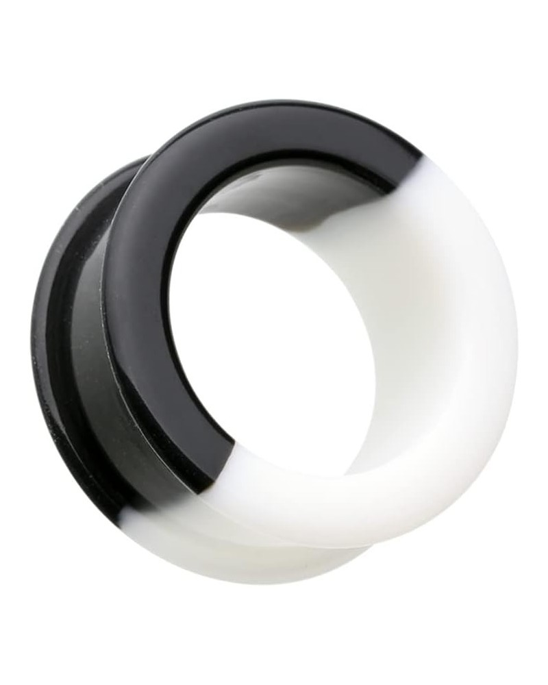 Two Tone Black & White Flexible Silicone Double Flared Ear Gauge Tunnel Plug 2 GA (6.5mm) $10.39 Body Jewelry