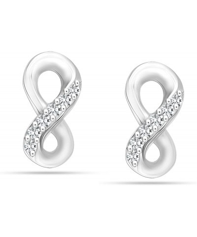 925 Sterling Silver Small Lightweight Zirconia Stud Earrings Infinity CZ $15.11 Earrings