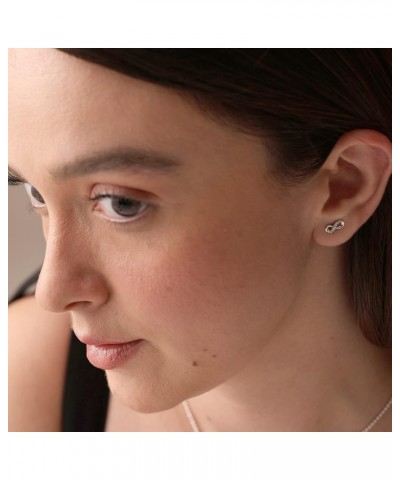 925 Sterling Silver Small Lightweight Zirconia Stud Earrings Infinity CZ $15.11 Earrings