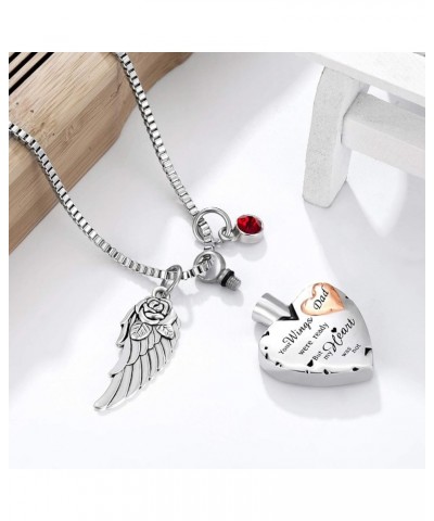 Cremation Urn Necklace Comes With Angel Wing And 12 Birthstones Ashes Jewelry Heart Memorial Pendant Dad $9.89 Necklaces