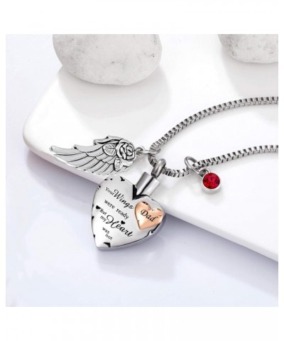 Cremation Urn Necklace Comes With Angel Wing And 12 Birthstones Ashes Jewelry Heart Memorial Pendant Dad $9.89 Necklaces