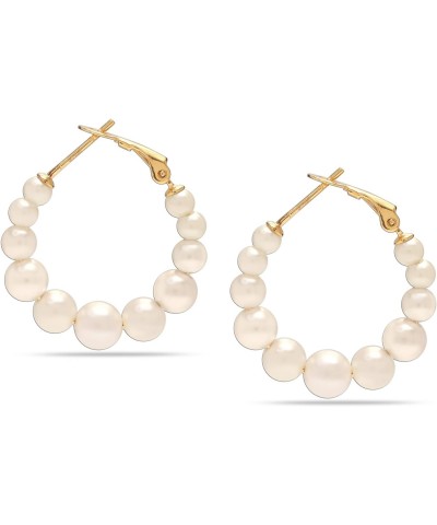 925 Sterling Silver 14K Gold-Plated Simulated Pearl Hoop Earrings for Women, Hypoallergenic Drop Pearl Earring $16.23 Earrings