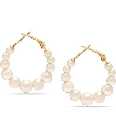 925 Sterling Silver 14K Gold-Plated Simulated Pearl Hoop Earrings for Women, Hypoallergenic Drop Pearl Earring $16.23 Earrings