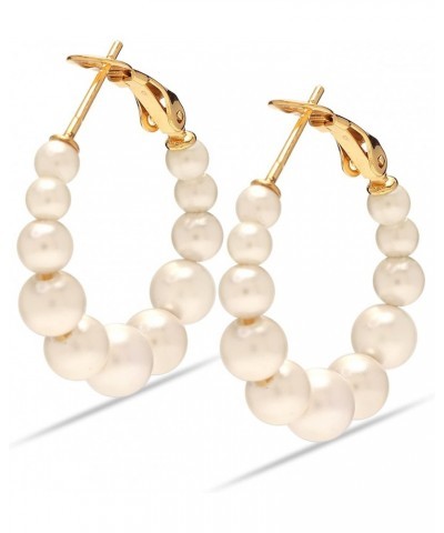 925 Sterling Silver 14K Gold-Plated Simulated Pearl Hoop Earrings for Women, Hypoallergenic Drop Pearl Earring $16.23 Earrings