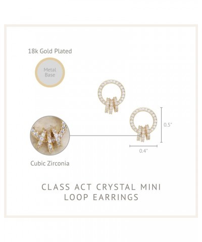 Gold Earrings, Stud Earrings for Women. Class Act Crystal Mini Loop Earrings in 18k Gold Plated and Cubic Zirconia. Jewelry $...