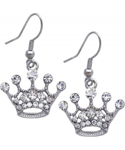 Queen Princess Crown Tiara Charm Hook Dangle Earrings 7/8" Clear Hook $7.64 Earrings