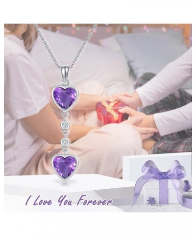 Purple Amethyst Necklace for Women 925 Sterling Silver Natural Amethyst Pendant Necklace Style C-Heart Shaped Amethyst $42.75...