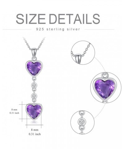 Purple Amethyst Necklace for Women 925 Sterling Silver Natural Amethyst Pendant Necklace Style C-Heart Shaped Amethyst $42.75...