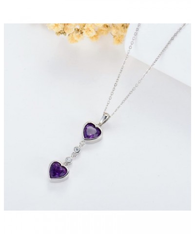 Purple Amethyst Necklace for Women 925 Sterling Silver Natural Amethyst Pendant Necklace Style C-Heart Shaped Amethyst $42.75...