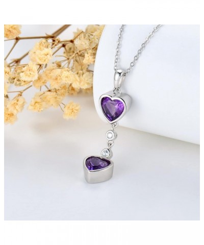 Purple Amethyst Necklace for Women 925 Sterling Silver Natural Amethyst Pendant Necklace Style C-Heart Shaped Amethyst $42.75...