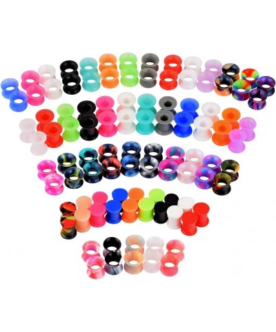 24pcs-100pcs Colorful Silicone Ear Gauges Double Flared Ear Tunnels Set Stretchers Expander Ear Piercing Jewelry 100pcs, 00G ...