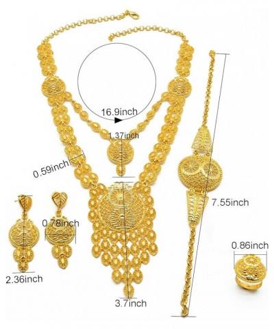 Ethiopian Tassel 24k Gold Plated Jewelry Sets For Women Arabic Wedding Indian Bridal Dubai Necklace Earrings Bracelet Ring Se...