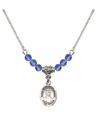 September Birth Month Bead Necklace with Catholic Patron Saint Petite Charm, 18 Inch Saint John Berchmans $27.25 Necklaces