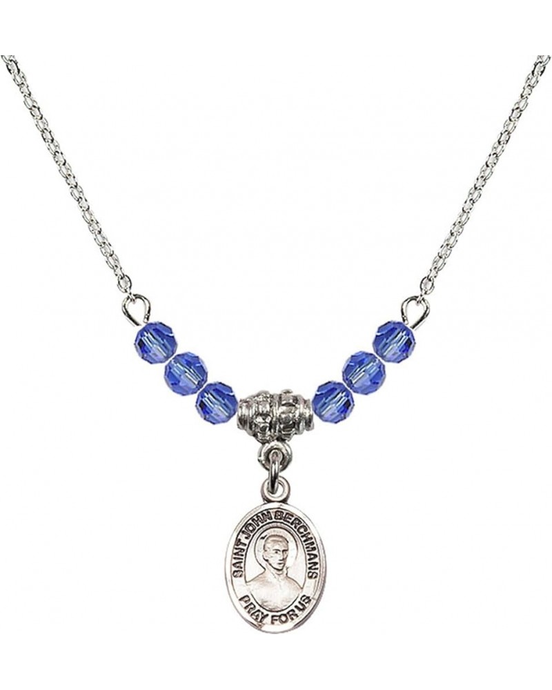 September Birth Month Bead Necklace with Catholic Patron Saint Petite Charm, 18 Inch Saint John Berchmans $27.25 Necklaces