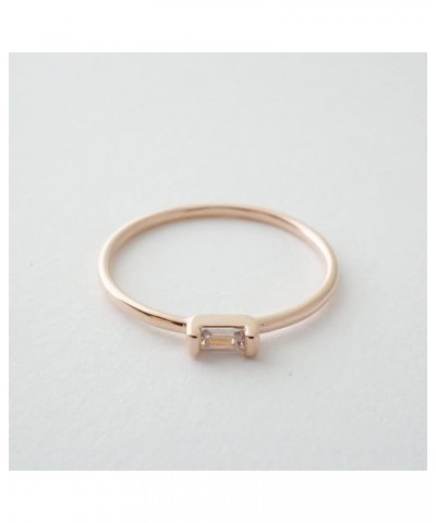 Tiny Baguette Crystal Ring in Gold Plate, Rose Gold Plate, or Sterling Silver Plate | Minimalist, Delicate Jewelry Rose Gold ...