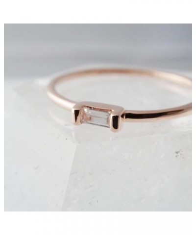 Tiny Baguette Crystal Ring in Gold Plate, Rose Gold Plate, or Sterling Silver Plate | Minimalist, Delicate Jewelry Rose Gold ...