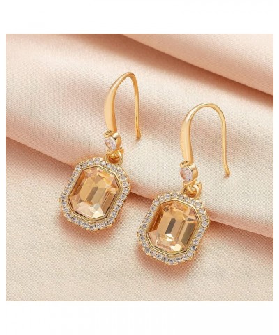 Austrian Crystal Halo Octagon Drop Dangle Earrings for Women 14K Rose Gold Plated Hypoallergenic Jewelry Gifts for Women Girl...