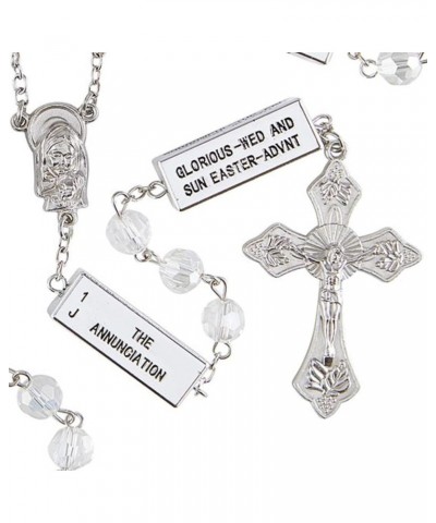 Clear Glass Prayer Beads Catholic Engraved Mysteries of the Rosary Necklace for Women and Men, 24 Inch $10.74 Necklaces