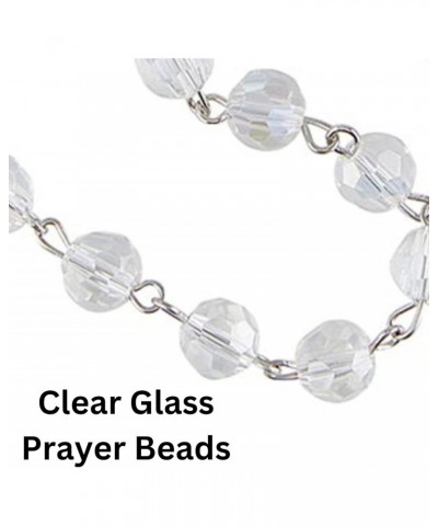 Clear Glass Prayer Beads Catholic Engraved Mysteries of the Rosary Necklace for Women and Men, 24 Inch $10.74 Necklaces