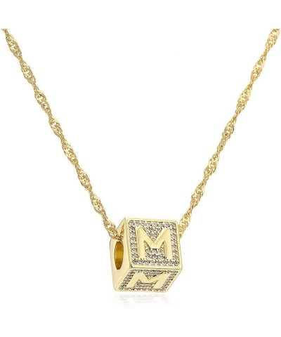 Women A-Z Initial Letter Name Engraved Necklace Cube Dice Pendant Chain Necklace M $12.59 Necklaces