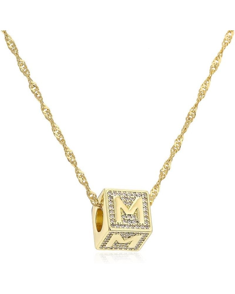 Women A-Z Initial Letter Name Engraved Necklace Cube Dice Pendant Chain Necklace M $12.59 Necklaces