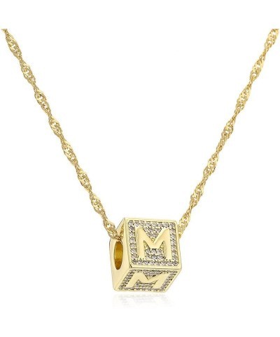 Women A-Z Initial Letter Name Engraved Necklace Cube Dice Pendant Chain Necklace M $12.59 Necklaces