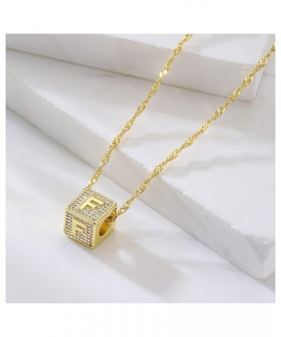 Women A-Z Initial Letter Name Engraved Necklace Cube Dice Pendant Chain Necklace M $12.59 Necklaces