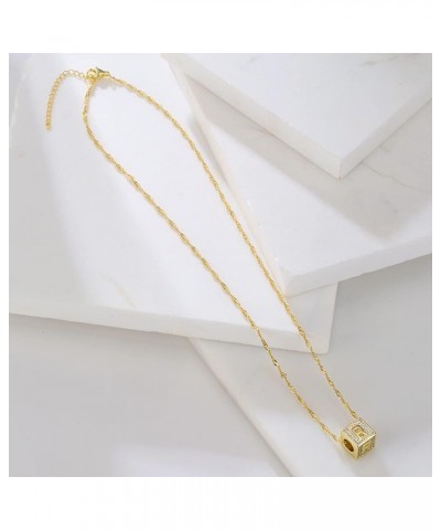 Women A-Z Initial Letter Name Engraved Necklace Cube Dice Pendant Chain Necklace M $12.59 Necklaces