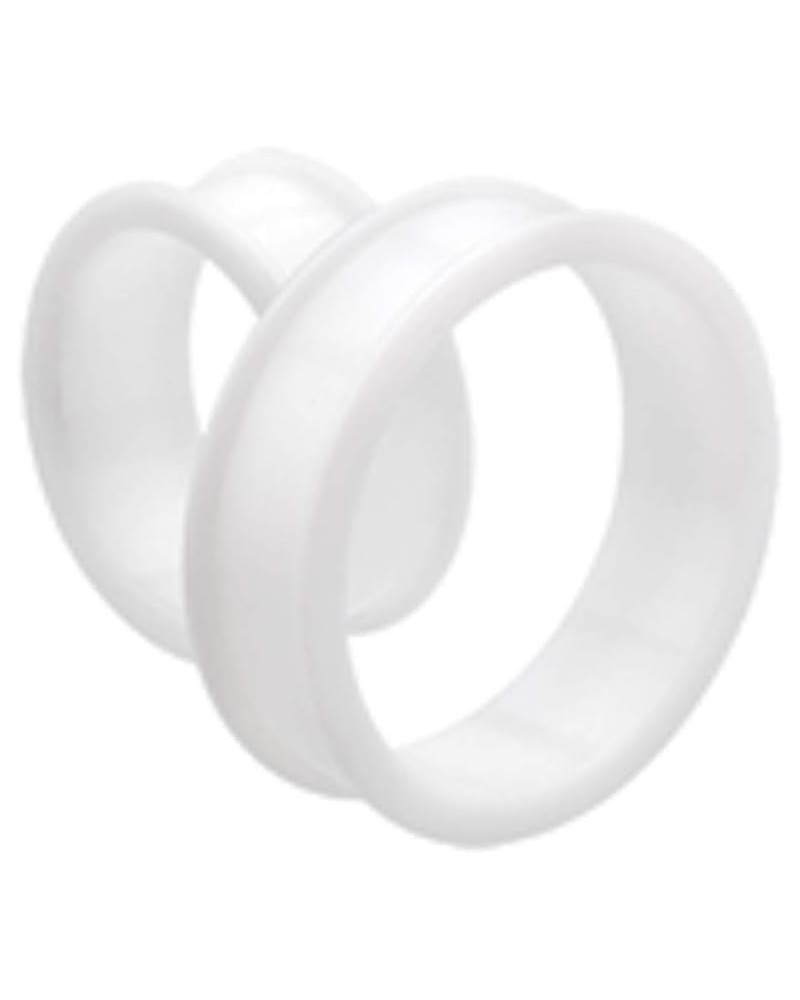 Supersize Flexible Silicone Double Flared Ear Gauge Tunnel Plug Earrings 1-7/8" (48mm), White $12.25 Body Jewelry