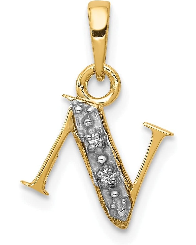 10K Yellow Gold Diamond Initial Charm Pendant (Length 15mm Width 8 mm) Initial: N $70.40 Pendants