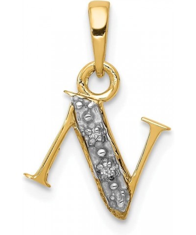 10K Yellow Gold Diamond Initial Charm Pendant (Length 15mm Width 8 mm) Initial: N $70.40 Pendants